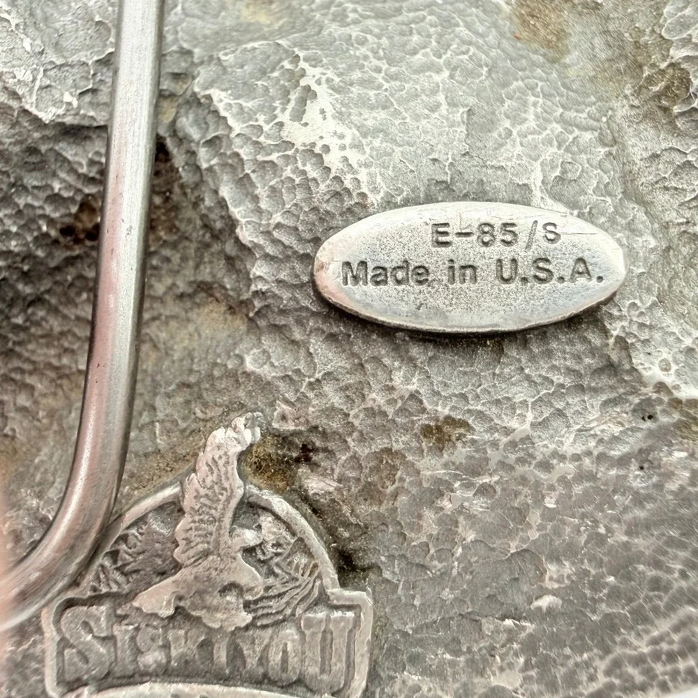 Siskiyou rBelt Buckle Mens Silver Pewter 1988 Buffalo Hunt Native American USA